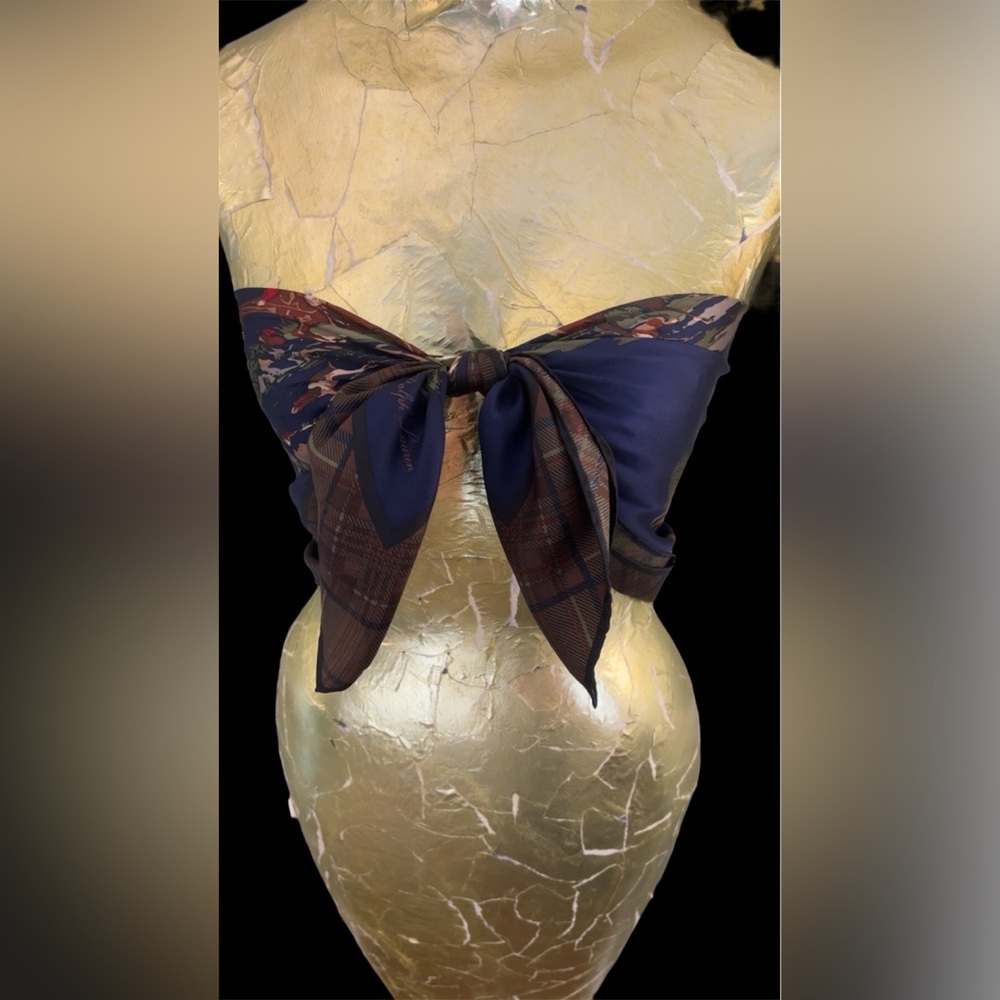 Ralph Lauren Navy Patterned Scarf